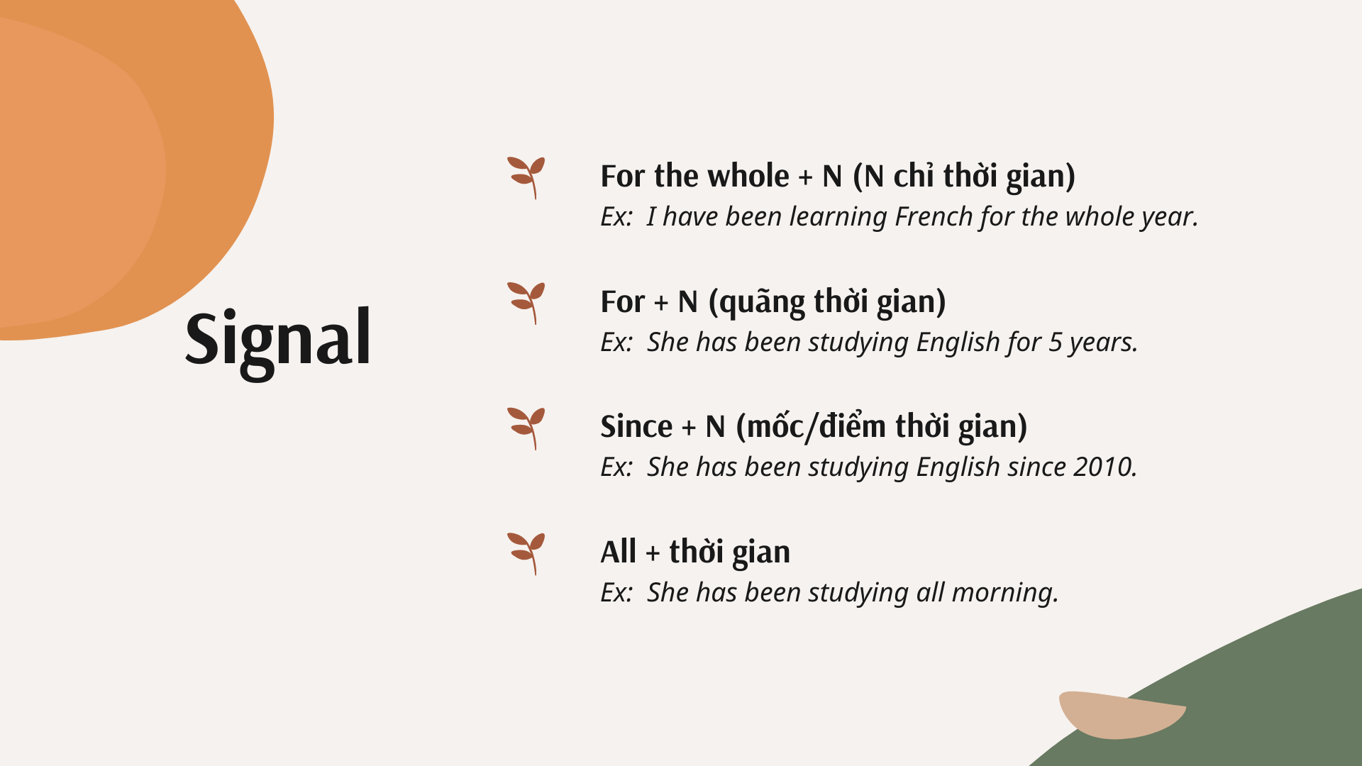 Dấu hiệu nhận biết thì hiện tại hoàn thành tiếp diễn